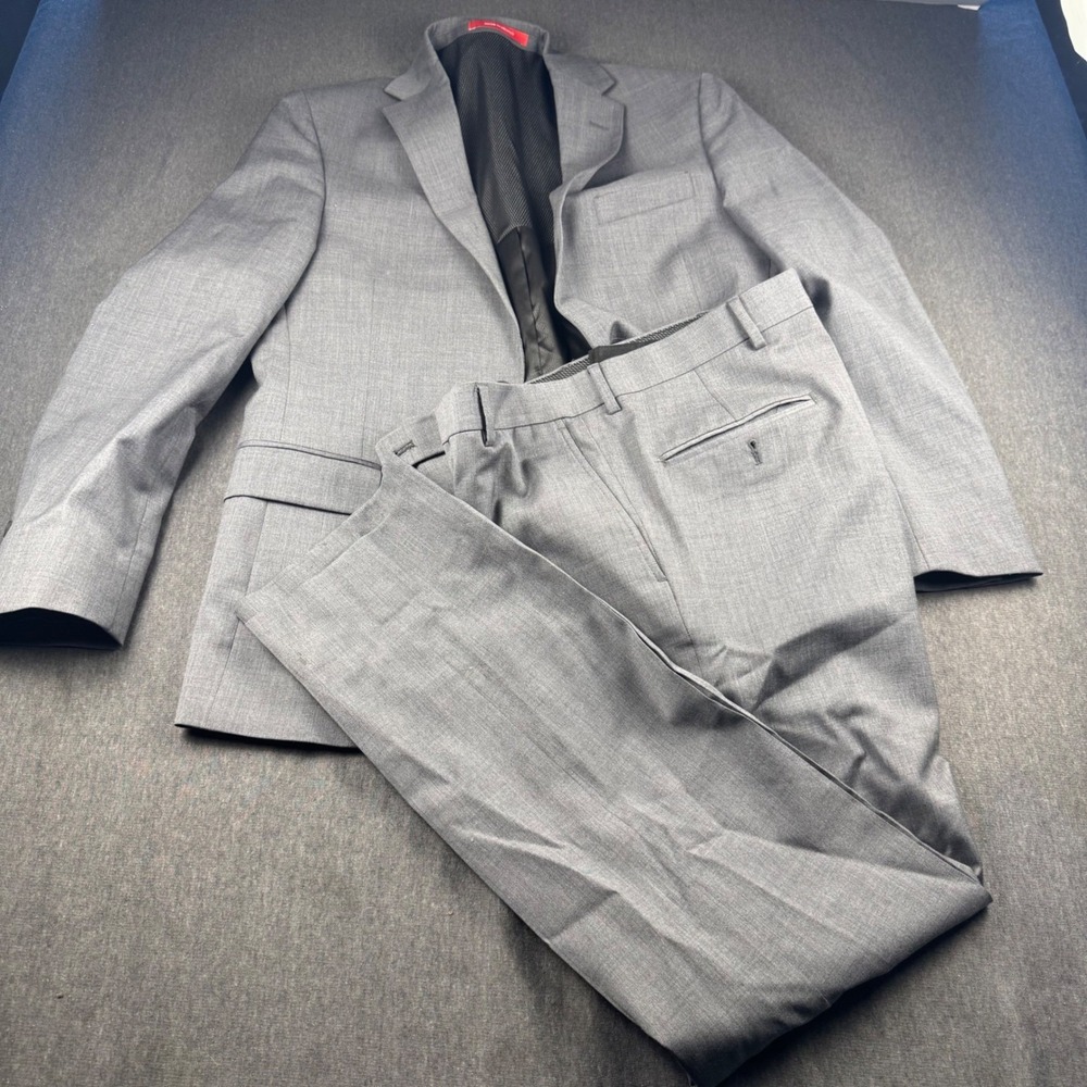 Awearness Kenneth Cole Awear-Tech Slim Fit Gray Suit Mens 30 Regular Wool Blend - Picture 1 of 15